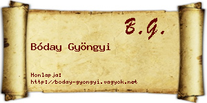 Bóday Gyöngyi névjegykártya
